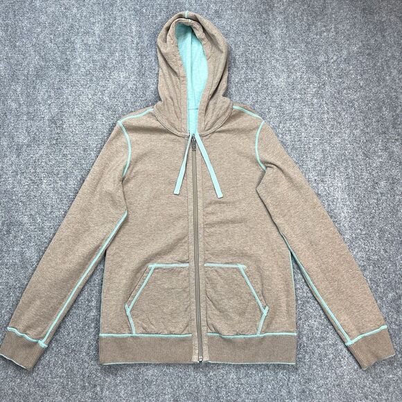 Tommy Bahama Reversible Hooded Sweatshirt Womens Medium Full Zip Mint Green Tan - Picture 4 of 7